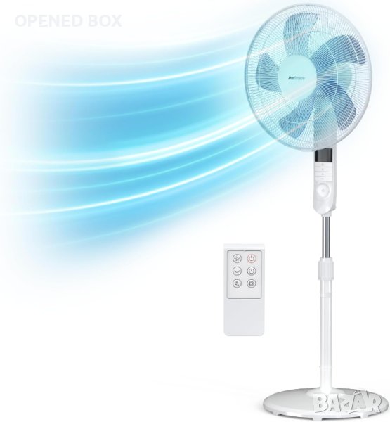Pro Breeze® 16-инчов вентилатор на поставка с дистанционно управление и LED дисплей | 4 режима на ра, снимка 1
