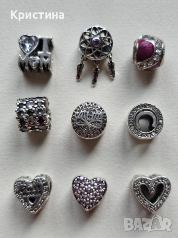 Лот от 11 сребърни талисмана, снимка 2 - Гривни - 53138756
