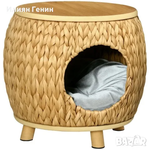 Котешка пещера Pawhut, изработена от воден зюмбюл, снимка 7 - За котки - 55946316