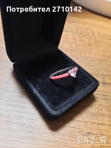 Сребърен пръстен с камък "сърце", снимка 3 - Пръстени - 48373882