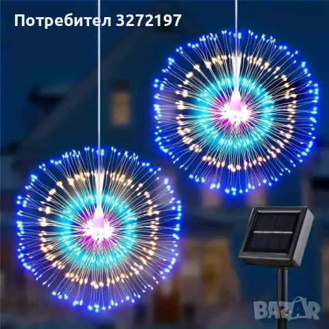 Fairy Tale Star Burst,LED соларна 8-режимна димируема висяща лампа,90-светлини, снимка 6 - Соларни лампи - 49421635