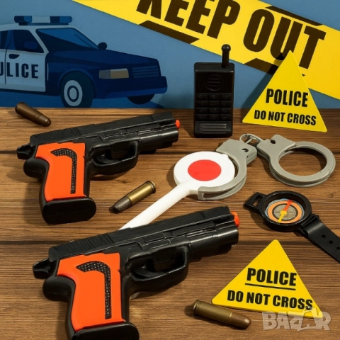 Детски полицейски комплект с 2 играчки и аксесоари – пълен арсенал за малки герои, снимка 3 - Други - 52032682