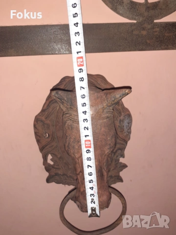 Уникална находка Старо чугунено чукало за врата конска глава, снимка 7 - Антикварни и старинни предмети - 53422873