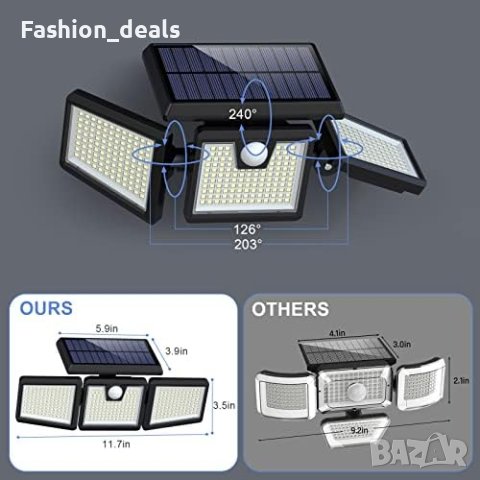 Нови 2 броя Слънчеви соларни светлини лампи на открито, 341 LED 3500LM, снимка 2 - Лед осветление - 41514365