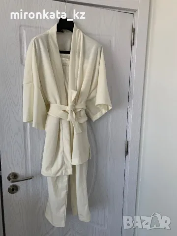 Екип бял памук с горно кимоно ! , снимка 1