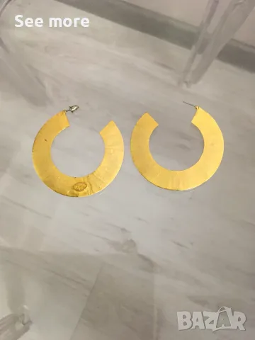 Ефектни дизайнерски обеци Replica – позлатен hammered ефект, снимка 3 - Обеци - 55768828