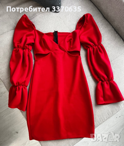 Дамска елегантна червена рокля, универсален размер, снимка 2 - Рокли - 44790988