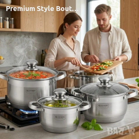 Комплект тенджери от неръждаема стомана , 10 части, Индукция, снимка 3 - Други - 53742446