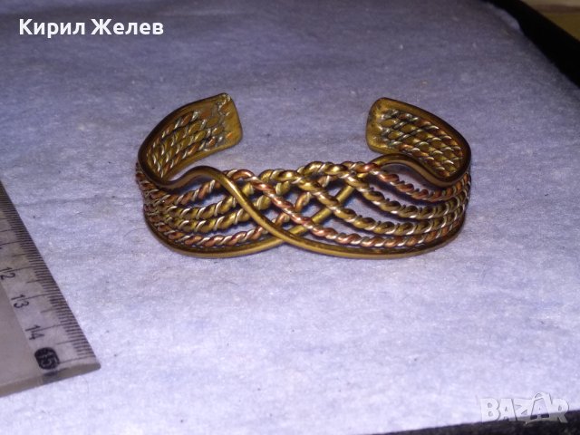 СТАРА АЖУРНА РЕГУЛИРУЕМА МЕДНО - БРОНЗОВА МАЙСТОРСКИ РЪЧНО ИЗРАБОТЕНА ГРИВНА 10388, снимка 10 - Антикварни и старинни предмети - 41281250