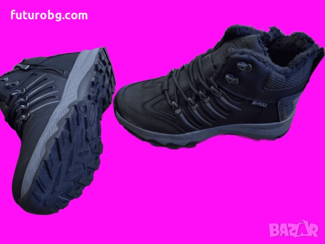 Водоустоичиви черни боти за мъже в черен цвят с лек сив акцент, снимка 3 - Мъжки боти - 52182490