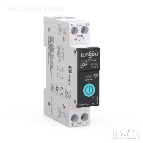 TONGOU WiFi смарт ключ 1P+N 32A с електромер Tuya, снимка 2 - Друга електроника - 52937413