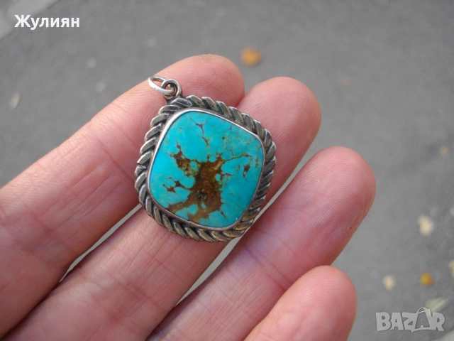 СТАРА СРЕБЪРЕНА ВИСУЛКА С ТЮРКОАЗ 