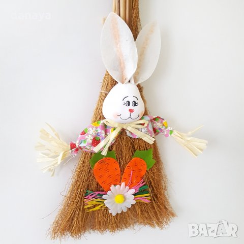 2741 Великденско зайче с метла, 40см, снимка 4 - Декорация за дома - 35874978