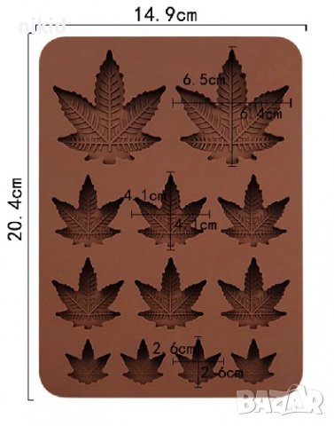 малки големи листо Клен Явор Канабис силиконов молд форма фондан шоколад гипс декор, снимка 2 - Форми - 39088100