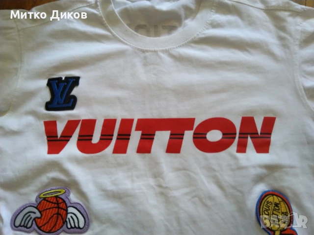 Луис Витон multi patch NBA Logo 2021 баскетбол памук размер Л бяла, снимка 4 - Тениски - 51007701