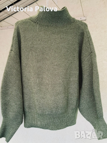Разкошен пуловер кроп цвят olive , снимка 6 - Блузи с дълъг ръкав и пуловери - 44687054