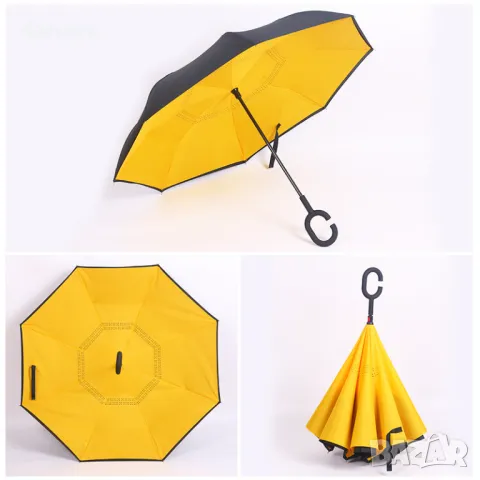 3125 Обърнат чадър двупластов противоветрен чадър с обратно затваряне, снимка 7 - Други - 38205115