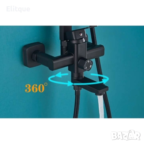 Комплект душ колона, стенен монтаж, двойно управление, керамика, 131-200 мм, черна, снимка 3 - Други стоки за дома - 52854058