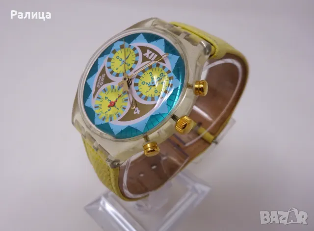 Kварцов часовник хронограф Swatch с механизъм ETA с 22 камъка, неизползван, снимка 4 - Мъжки - 50149934