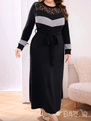 Ежедневна зимна рокля с дантела, снимка 2 - Рокли - 52651130