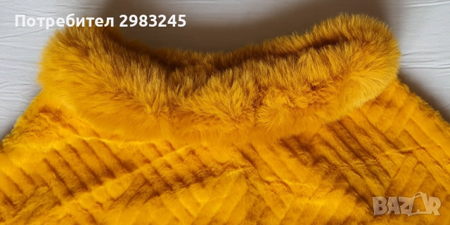 Дамско тъмно жълто пончо , снимка 2 - Палта, манта - 52269980