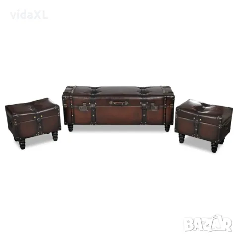 vidaXL Комплект пейки за съхранение, кафяви, 3 бр（SKU: 240551）