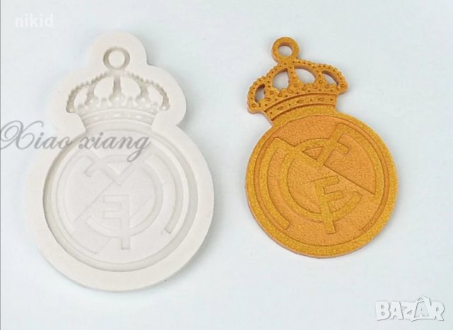 FCB ФК Барселона Barcelona футболен отбор корона лого силиконов молд форма фондан шоколад смола