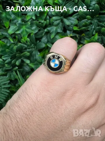 Мъжки златен пръстен / Печат 14К (Проба 585) – BMW Дизайн | Най-добра цена, снимка 2 - Пръстени - 55947839