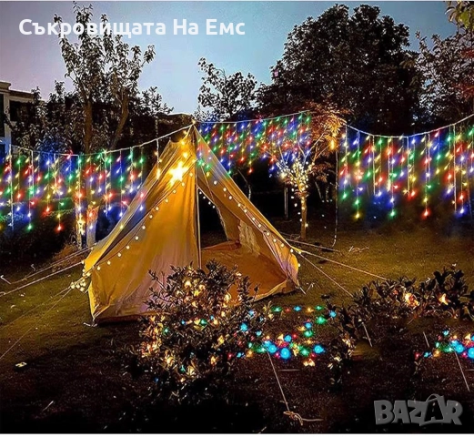 12метра Коледни Светлини Тип Завеса  Подходящи и за Външни Условия  Контролер с 8режима на Светене  , снимка 3 - Декорация за дома - 52252581