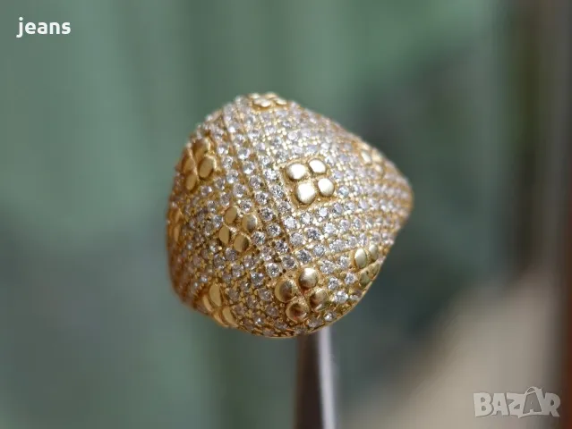 Сребърен 925 пръстен с позлата 175, снимка 2 - Пръстени - 50325624