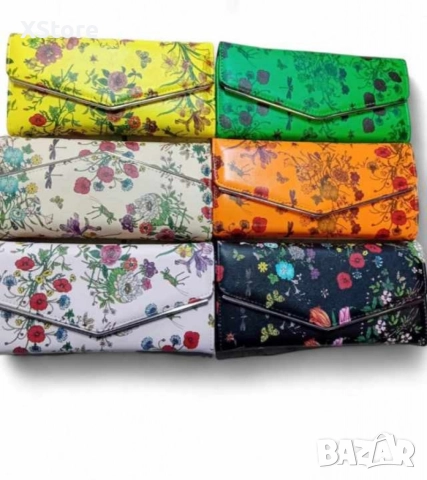 Дамска чанта тип плик, клъч на цветя