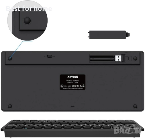 Arteck 2.4G безжична клавиатура, ултра тънка и компактна, снимка 5 - Клавиатури и мишки - 52612529