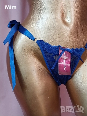 S Синя дантелена полупрашка странично завързване , снимка 4 - Бельо - 53752083