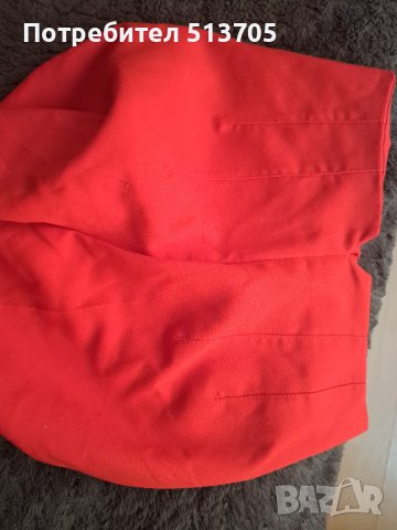Червен дамски панталон с висока талия, снимка 3 - Панталони - 41527812
