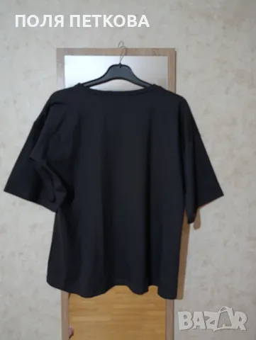 Черна тениска с надписи BG, снимка 3 - Тениски - 49445217