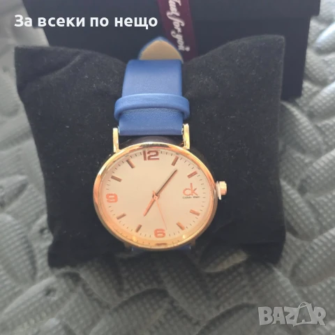 Calvin Klein Дамски Ръчен Часовник Със Синя Кожена Каишка В Кутия Код VL-143