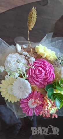 Букет от ароматни сапунени цветя , снимка 12 - Ръчно изработени сувенири - 53761693