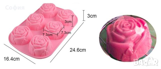 3D силиконови рози от 6бр. молд, калъп, форма за декорация, фондан НАЛИЧНО, снимка 8 - Форми - 41241670