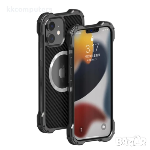 Apple iPhone 12 / 12 Pro Удароустойчив R-JUST RJ51 Hollow Метален Калъф и Протектор 
