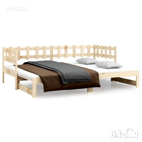 vidaXL Разтегателно дневно легло, 2x(90x200) см, борово дърво масив