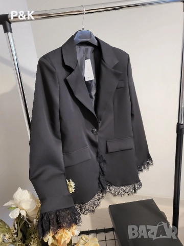 Удължено сако с дантела, снимка 7 - Сака - 52616372