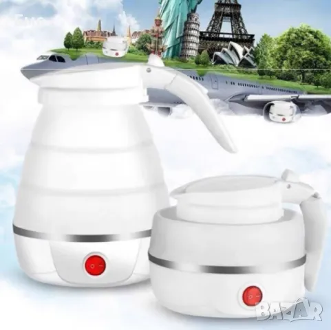 Електрическа кана туристическа- сгъваема - Mormark FOLDCOOK, 600W, 0.6л. Силиконова, Бяла, снимка 5 - Кани - 48428502