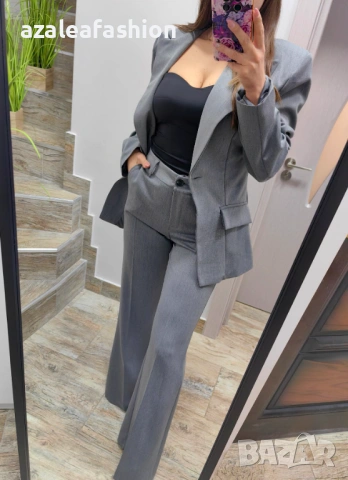 Сив дамски костюм, снимка 8 - Костюми - 53082648