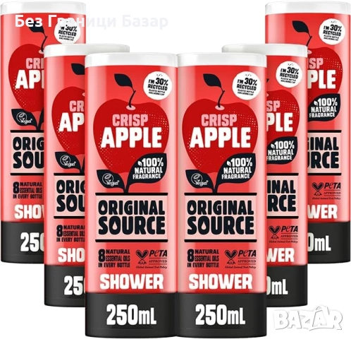 Нов Душ гел Original Source Crisp Apple Multipack 6 броя 250 мл Ябълка