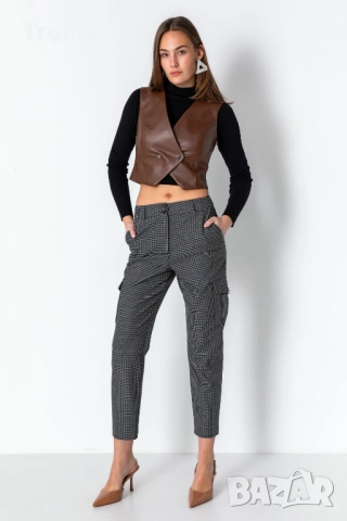 -10 % елегантен елек, кожа в кафяв цвят, снимка 2 - Елеци - 52517053