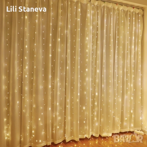 Коледни лампички с 300Led лампи 3 метра на 3 метра ,коледна завеса с дистанционно., снимка 2 - Лед осветление - 52637376