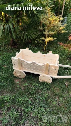 Дървена Каручка за градината!!, снимка 4 - Градински мебели, декорация  - 51132618