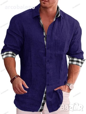 Мъжка карирана риза с дълъг ръкав. Големи размери, 10цвята, снимка 2 - Ризи - 41243720