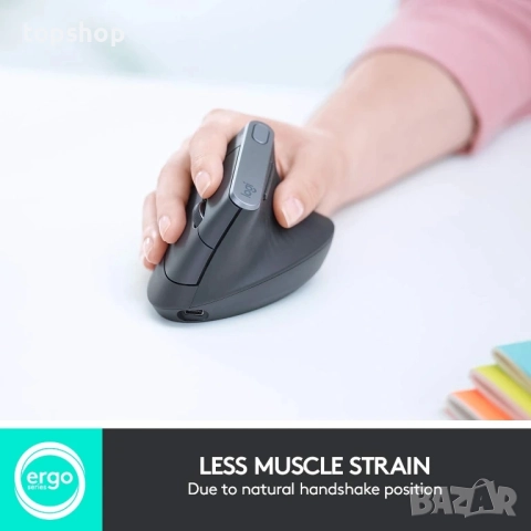 Нова вертикална безжична мишка Logitech MX Vertical – ергономичен дизайн, намалява мускулното..., снимка 6 - Клавиатури и мишки - 51628775