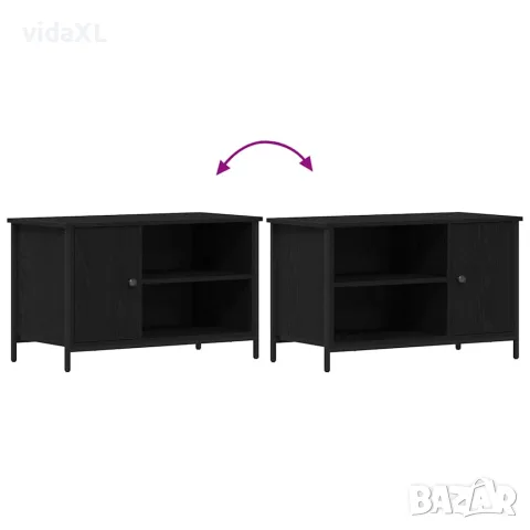 vidaXL ТВ шкаф 80 x 40 x 50 cm Черен дъб Инженерна дървесина, снимка 10 - Секции и витрини - 56148356